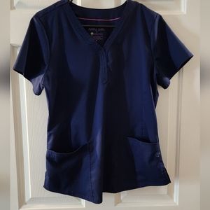 Women's Healing Hands Navy Blue Scrub Top, Large